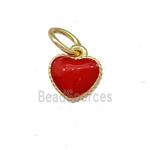 Copper Heart Pendant Red Enamel Gold Plated