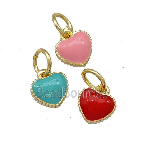 Copper Heart Pendant Enamel Gold Plated Mixed Color