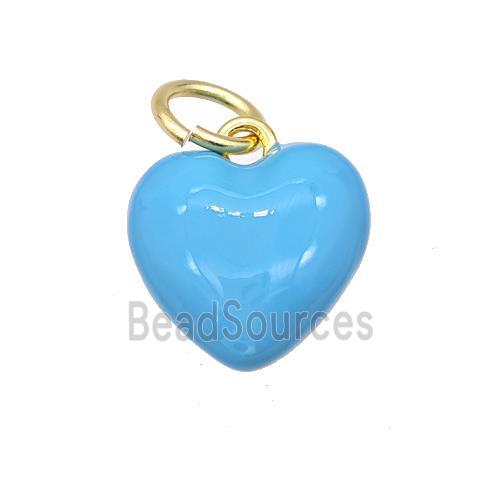 Copper Heart Pendant Blue Enamel Gold Plated