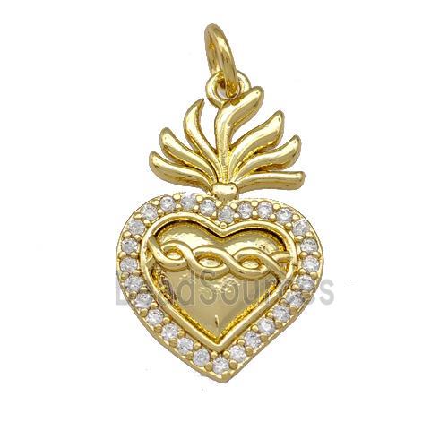 Copper Heart Pendant Micro Pave Zirconia Gold Plated