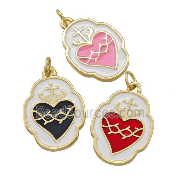 Copper Heart Pendant White Enamel Gold Plated Mixed