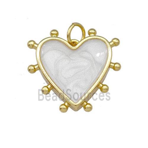 Copper Heart Pendant White Painted Gold Plated