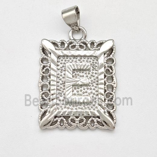 Copper Letter-E Pendant Frame Platinum Plated