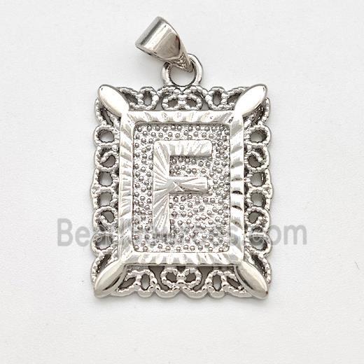 Copper Letter-F Pendant Frame Platinum Plated