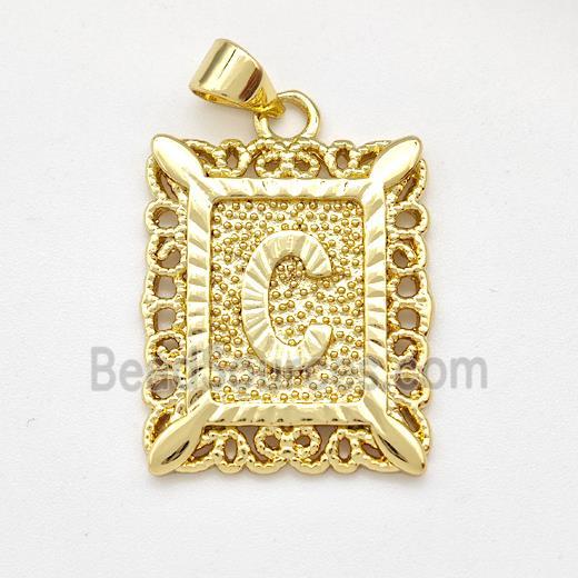 Copper Letter-C Pendant Frame Gold Plated