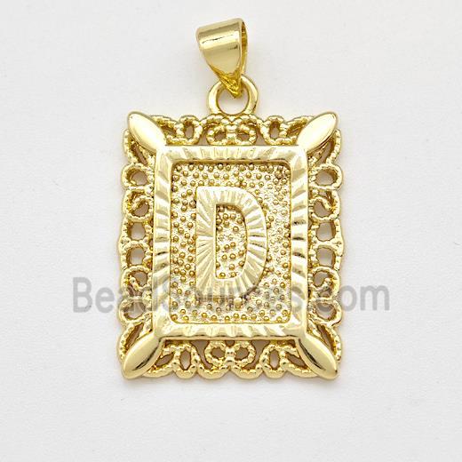 Copper Letter-D Pendant Frame Gold Plated