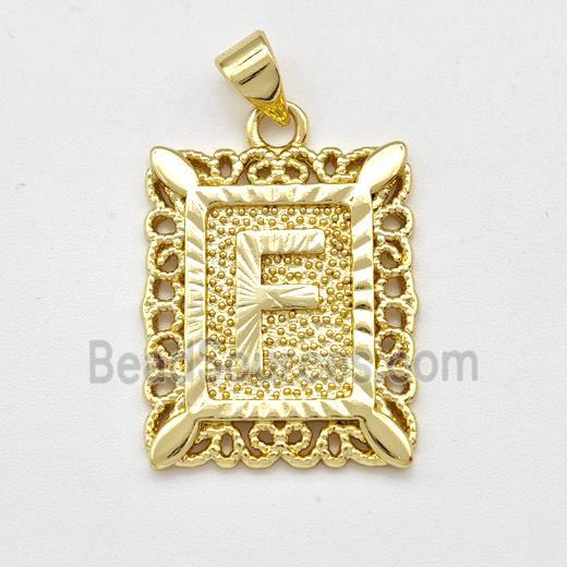 Copper Letter-F Pendant Frame Gold Plated