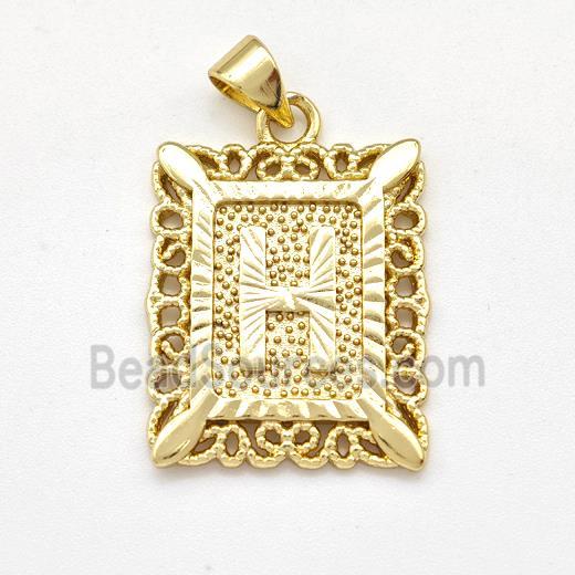 Copper Letter-H Pendant Frame Gold Plated