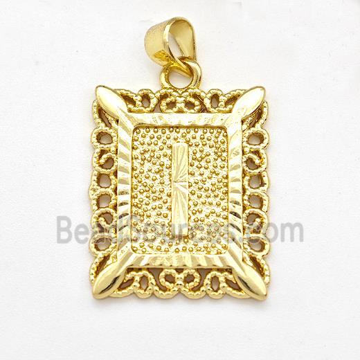 Copper Letter-I Pendant Frame Gold Plated