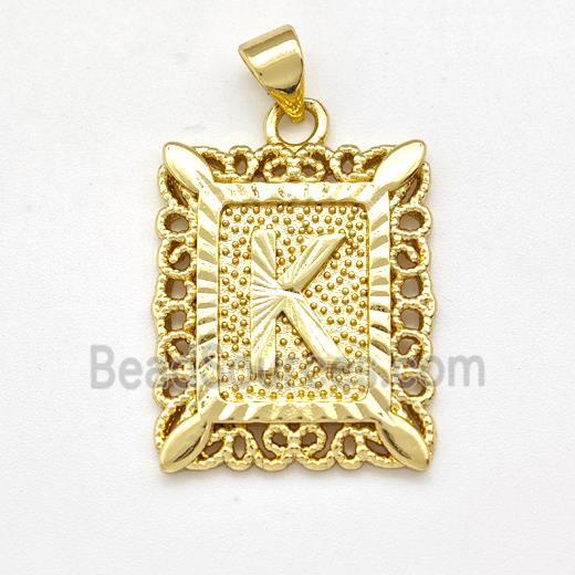 Copper Letter-K Pendant Frame Gold Plated