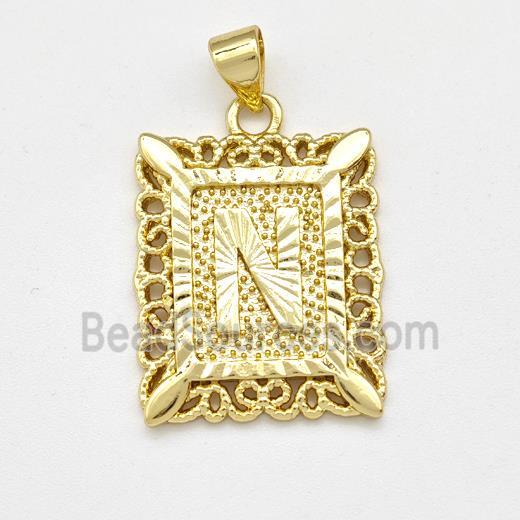 Copper Letter-N Pendant Frame Gold Plated