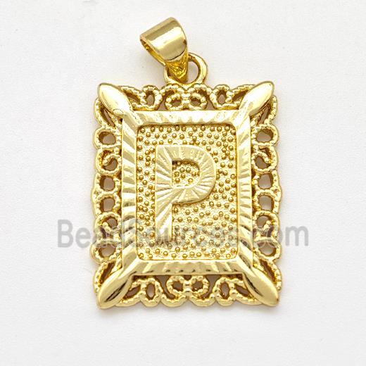 Copper Letter-P Pendant Frame Gold Plated