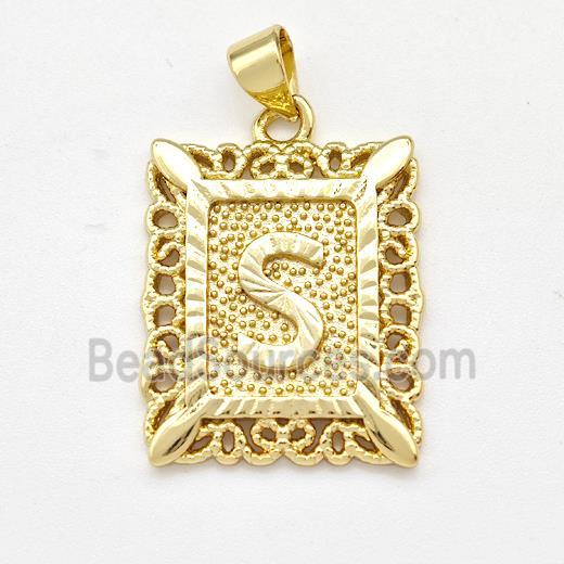 Copper Letter-S Pendant Frame Gold Plated