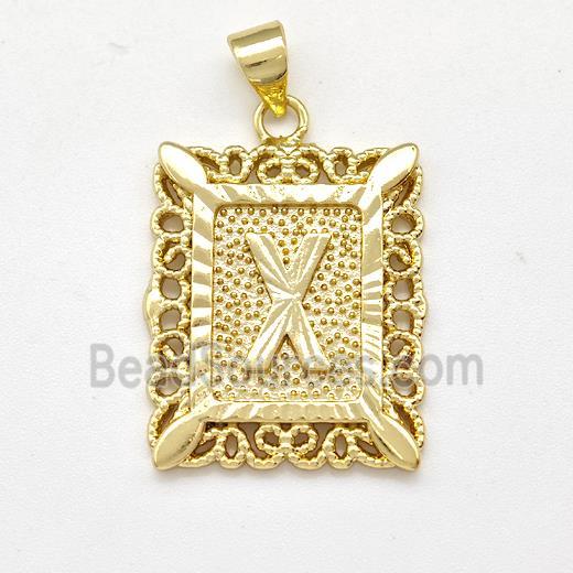 Copper Letter-X Pendant Frame Gold Plated