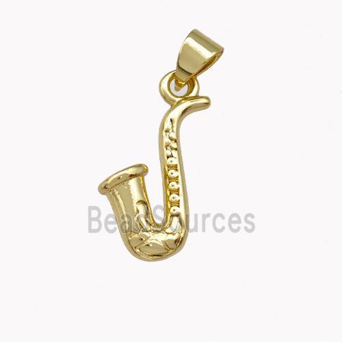 Saxophone Charms Copper Pendant Gold Plated