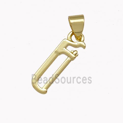 Hacksaw Charms Copper Pendant Gold Plated