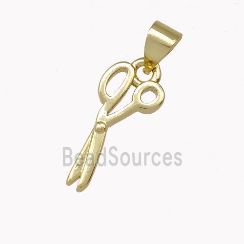 Barber Scissors Charms Copper Pendant Gold Plated