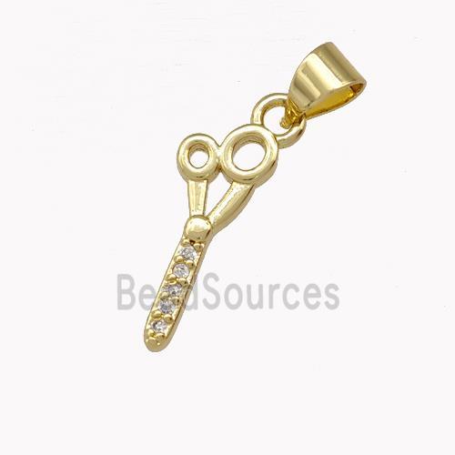 Scissors Charms Copper Pendant Pave Zirconia Gold Plated