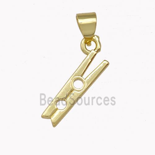 Clothes Pin Clip Charms Copper Pendant Gold Plated