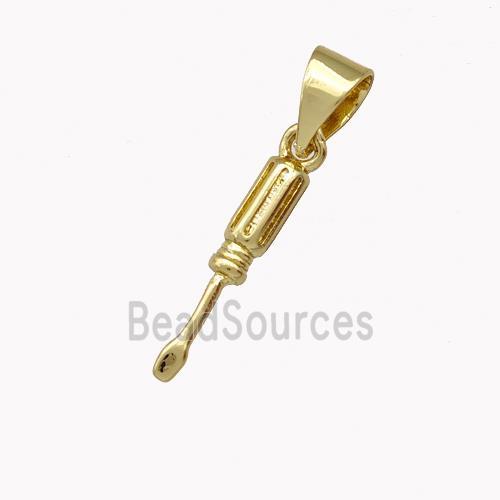 Screwdriver Charms Copper Pendant Gold Plated