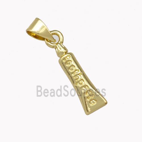 Tooth Paste Charms Copper Pendant Gold Plated