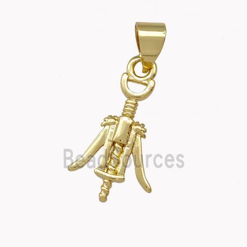 Wine Opener Charms Copper Pendant Gold Plated