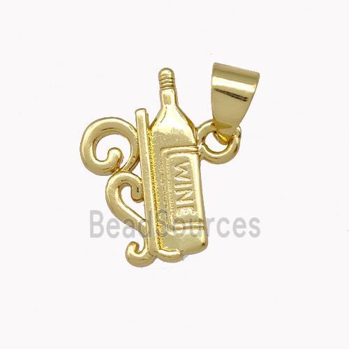 Wine Bottle Charms Copper Pendant Gold Plated