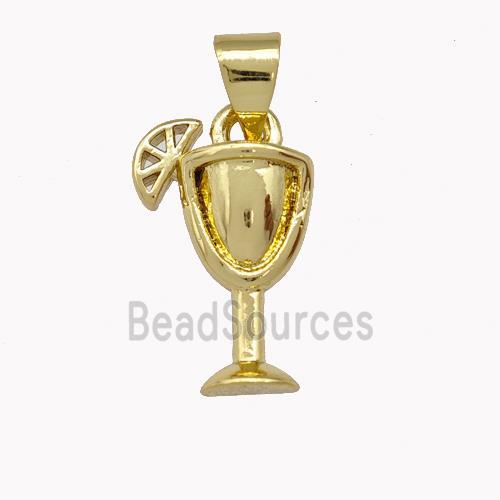 Wine Glass Cup Charms Copper Goblet Pendant Gold Plated