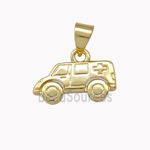 Ambulance Car Charms Copper Pendant Gold Plated