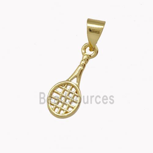 Tennis Racket Charms Copper Pendant Sports Gold Plated