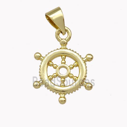 Ships Wheel Charms Copper Pendant Gold Plated