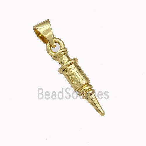 Syringe Needle Copper Pendant Gold Plated