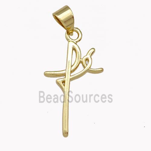 Spanish Faith Cross Charms Copper Pendant Gold Plated