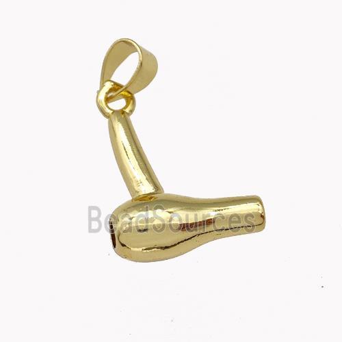 HairDryer Charms Copper Pendant Gold Plated