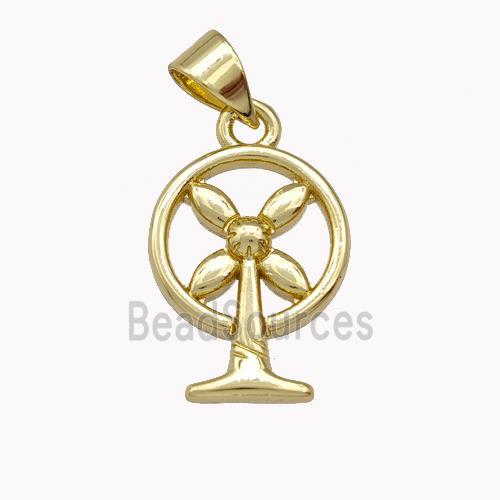 Electric Fan Charms Copper Pendant Gold Plated