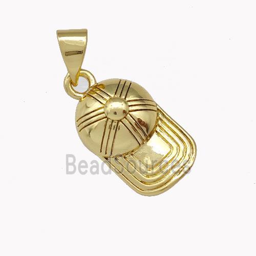 Baseball Cap Charm Copper Pendant Sport Gold Plated