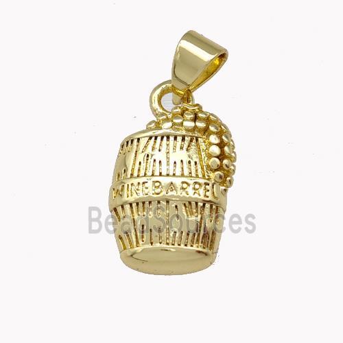 Wine Barrel Charm Copper Pendant Gold Plated