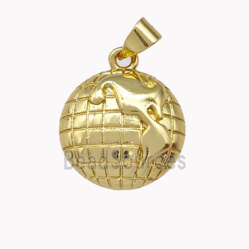 Globe Earth Charm Copper Pendant Gold Plated