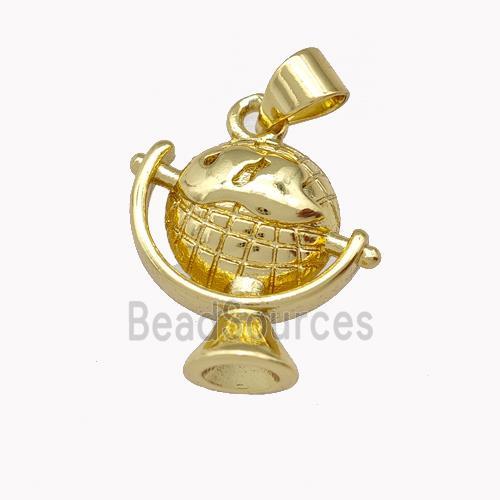 Globe Charm Copper Pendant Gold Plated