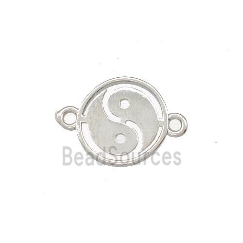 Taichi Charms Copper Yinyang Connector Platinum Plated