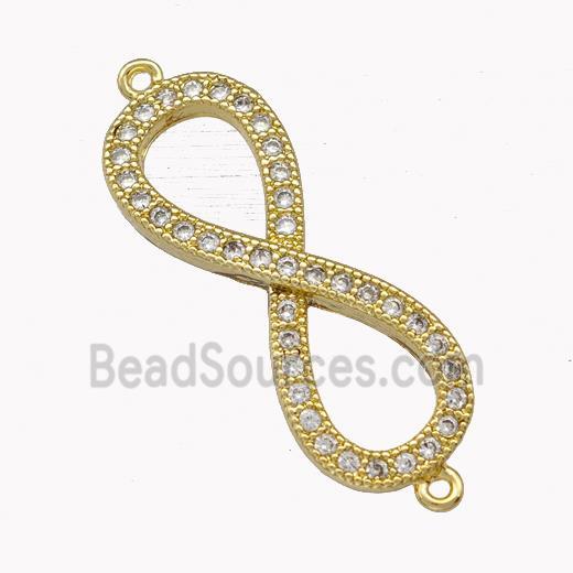 Copper Infinity Connector Pave Zirconia Gold Plated