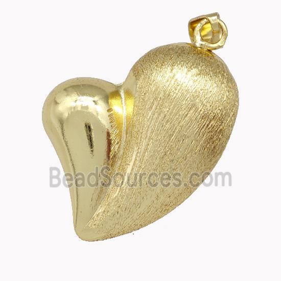 Copper Heart Pendant Brushed Hollow Gold Plated