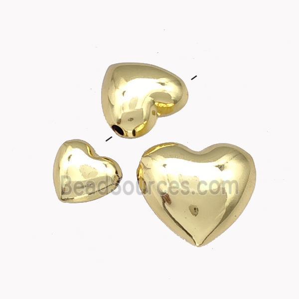 Copper Heart Beads Hollow Gold Plated