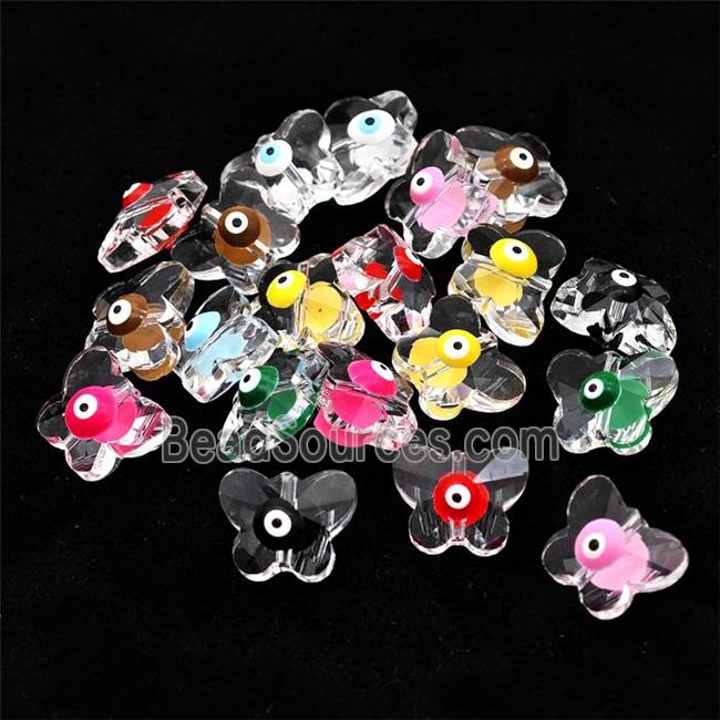 Chinese Glass Crystal Butterfly Beads With Evil Eye Mixed Color