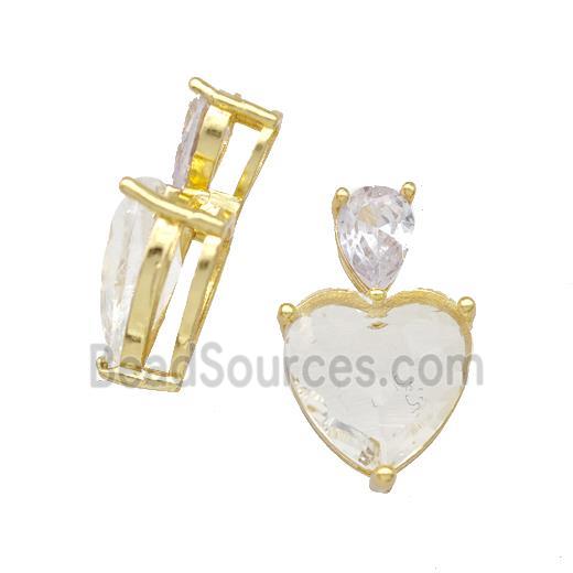 Clear Chinese Crystal Glass Heart Pendant Gold Plated