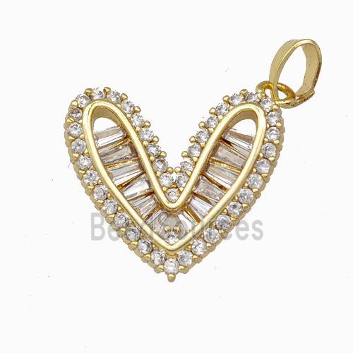 Copper Heart Pendant Pave Zirconia Gold Plated