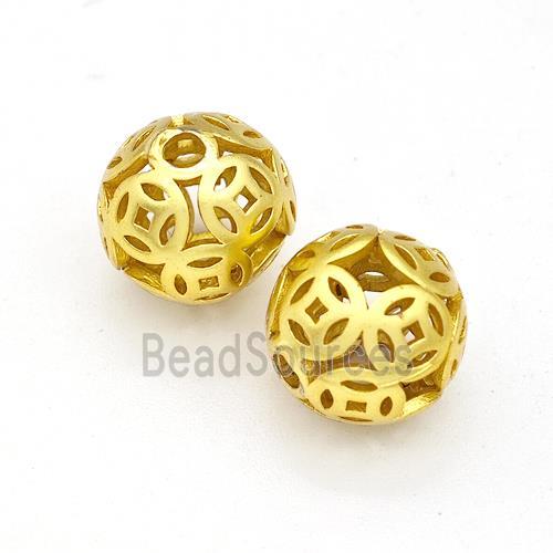 Copper Round Beads Hollow Gold Plated