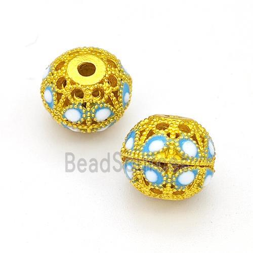 Copper Round Beads Painted Hollow Gold Plated