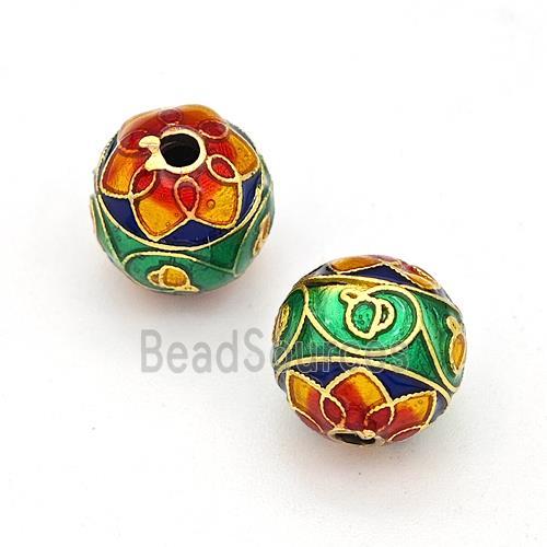 Copper Round Beads Multicolor Painted Gold Plated