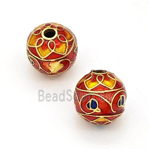 Copper Round Beads Multicolor Painted Gold Plated